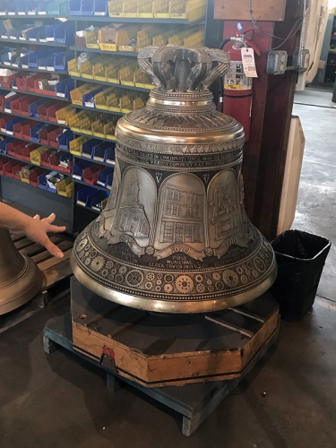 Verdin Factory Tour - April 2018 - Verdin's 175th Anniversary Bell Depicting Special Milestones Throughout Their History