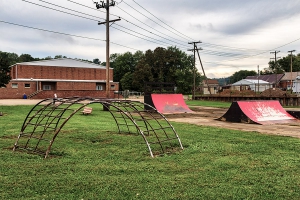 Skateboard Ramps and Playground Equipment Near Recreation Center